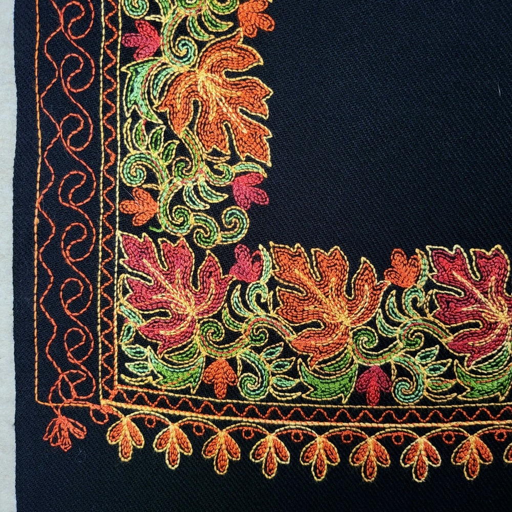 Pashmina Autumn Leaf‎ Wrap Scarf Shawl Fall Colors Boho Chic Hippie Embroidered - Picture 11 of 11